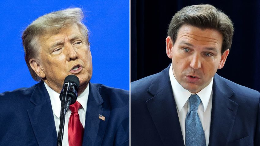 Donald J. Trump (L) and Florida Governor Ron DeSantis.