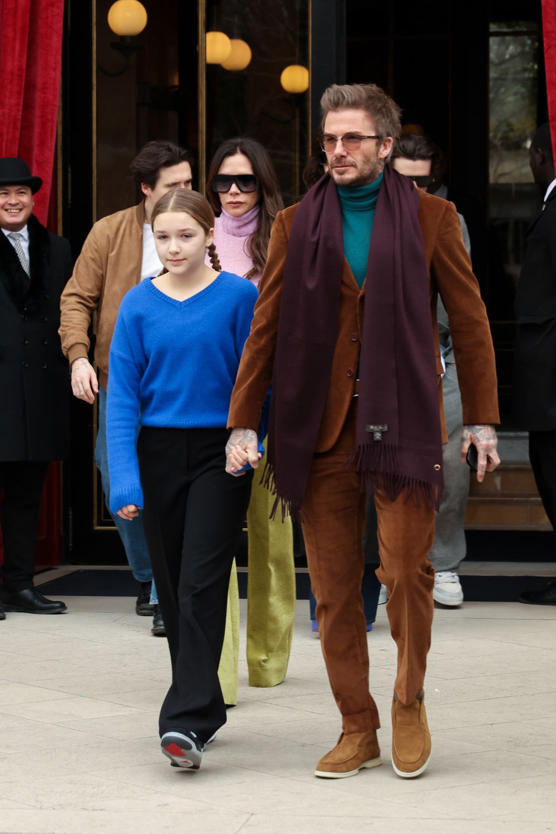 Harper and David Beckham out and about in Paris on March 4, 2023.
