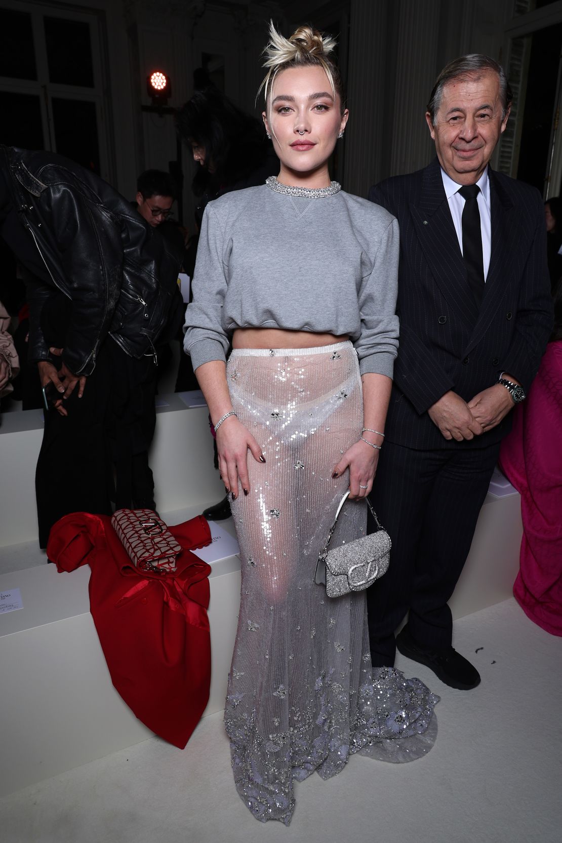 Florence Pugh at the Valentino show on March 5, 2023.