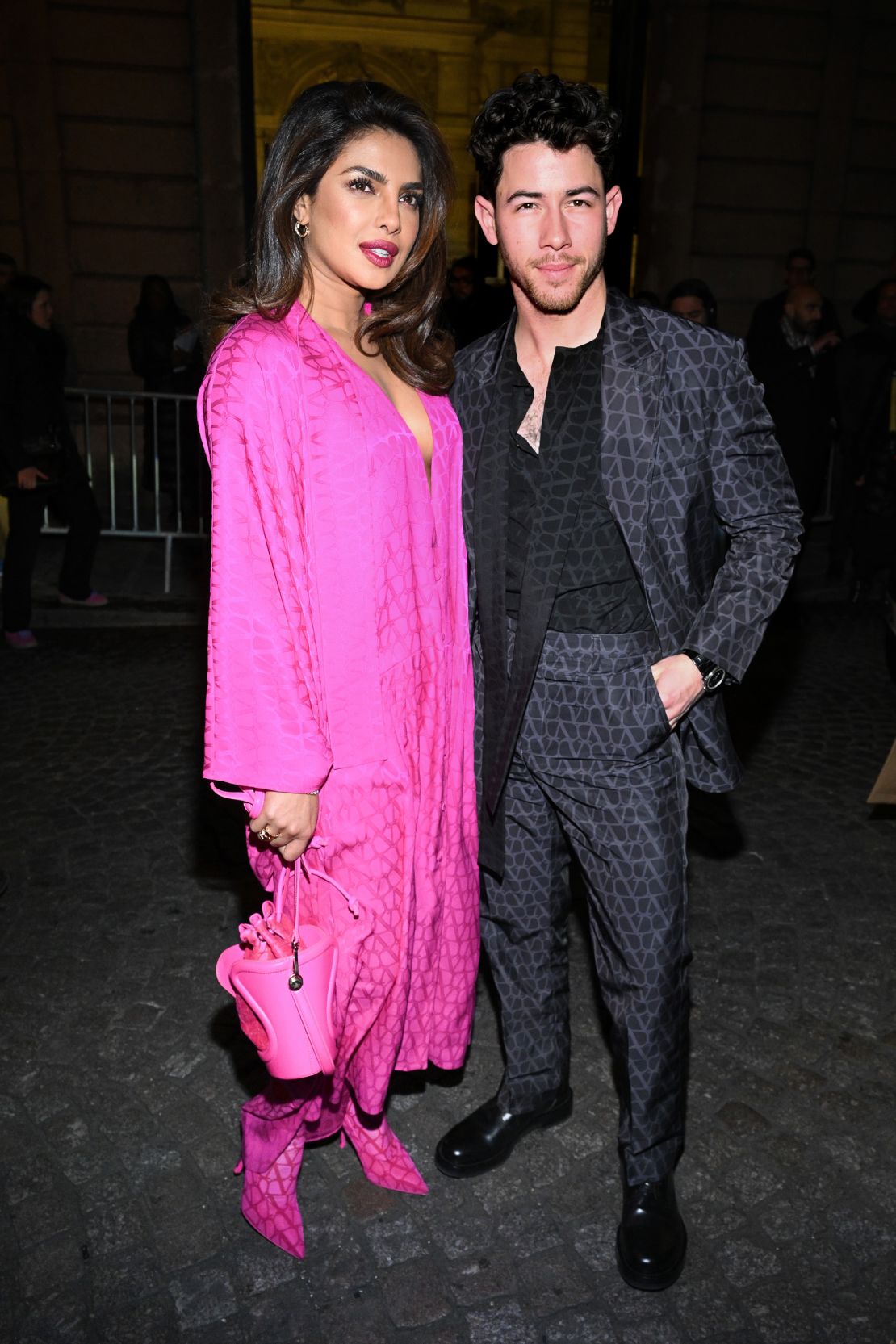 Priyanka Chopra and Nick Jonas at the Valentino show on March 5, 2023.