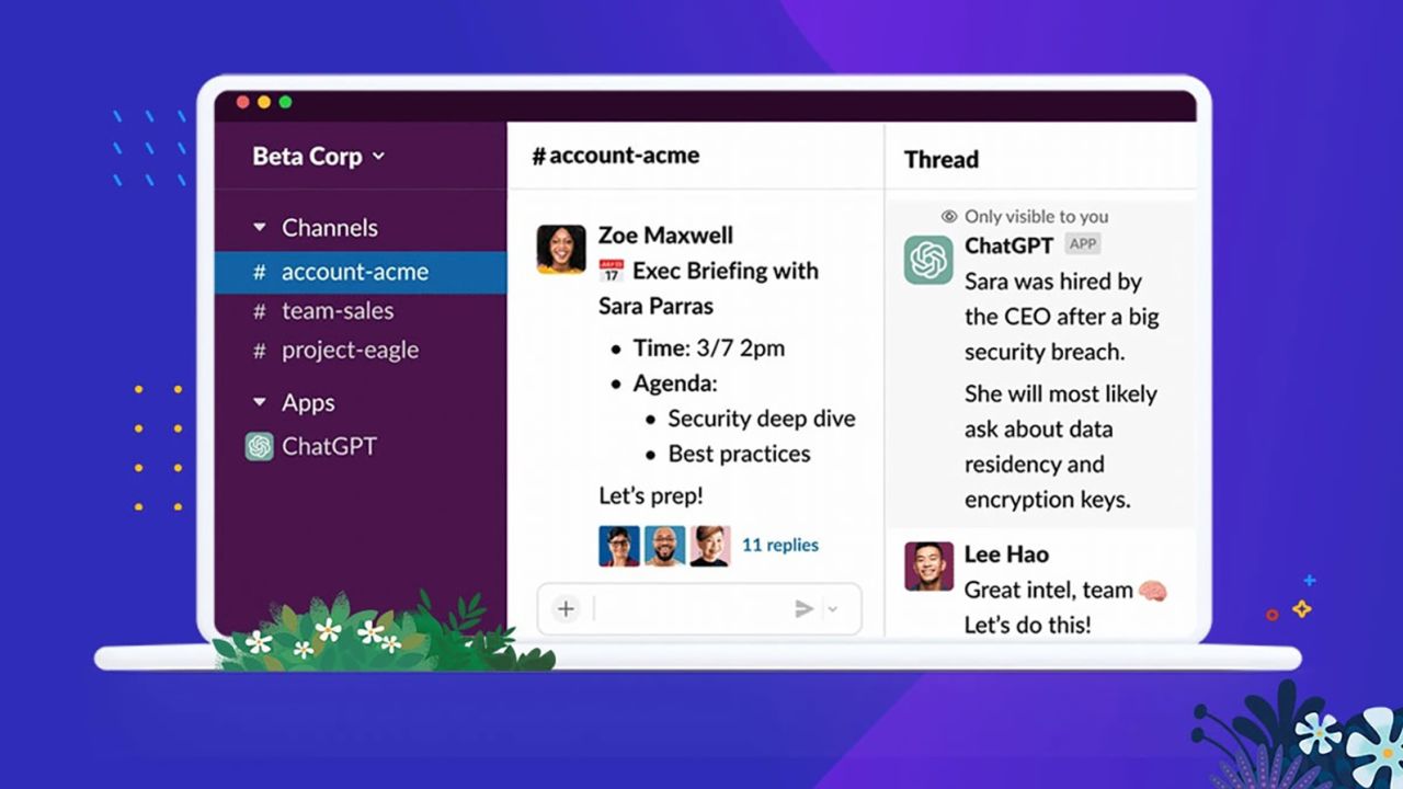 Salesforce and OpenAI introduced the ChatGPT app for Slack.