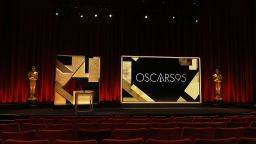 BEVERLY HILLS, CALIFORNIA - JANUARY 24: A view of the podium and the Oscar statue before the announcement of the 95th Academy Award nominations at Samuel Goldwyn Theater on January 24, 2023 in Beverly Hills, California.
