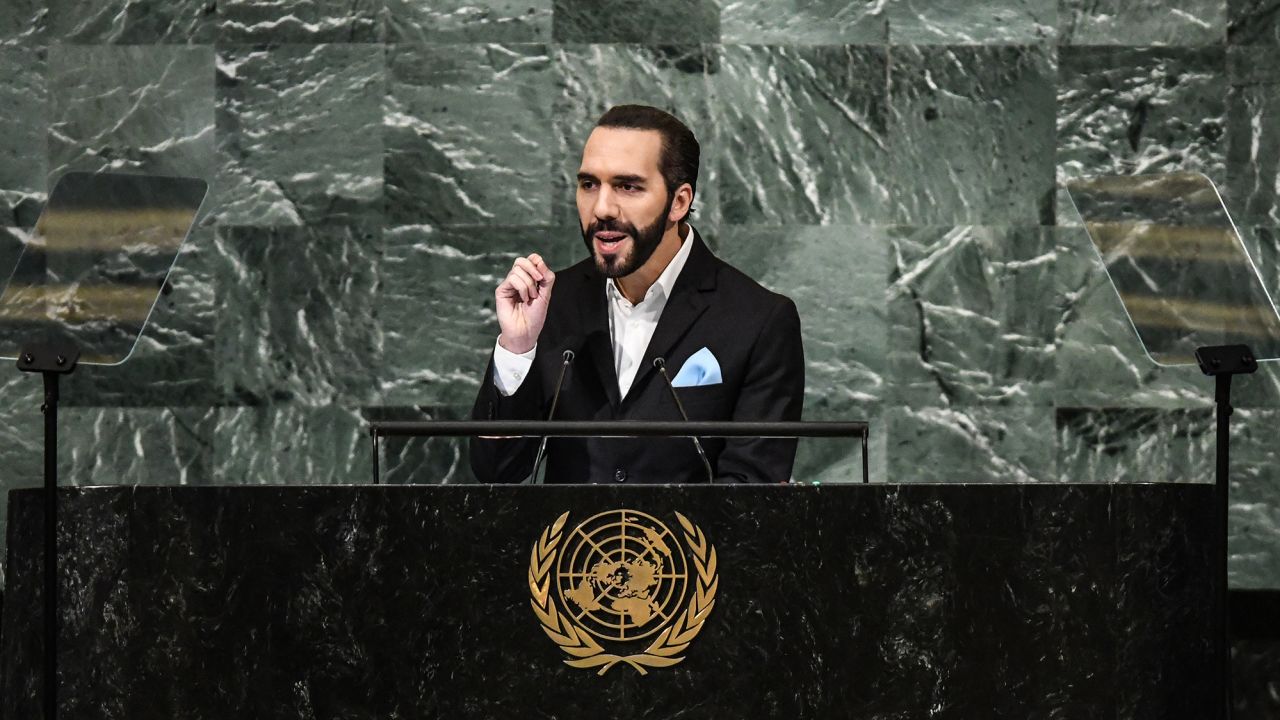 Bukele addresses the General Assembly at the United Nations on September 20, 2022 in New York City.