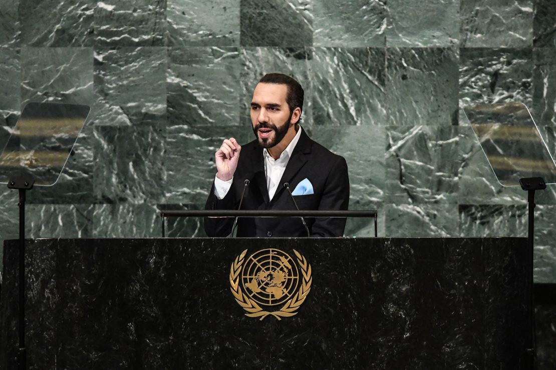 Bukele addresses the General Assembly at the United Nations on September 20, 2022 in New York City.