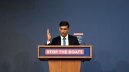 LONDON, ENGLAND - MARCH 07: Prime Minister Rishi Sunak speaks during a press conference following the launch of new legislation on migrant channel crossings at Downing Street on March 7, 2023 in London, United Kingdom. The new plan will ban refugees arriving in the UK by small boats from today from claiming asylum. Home Secretary Suella Braverman has said the new legislation "pushes the boundaries of international law".  (Photo by Leon Neal/Getty Images)