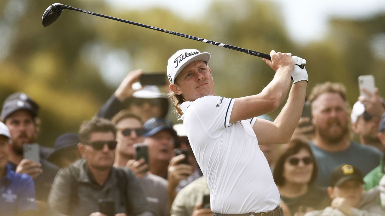 Cameron Smith tees off at the ISPS HANDA  Australian Open at Victoria Golf Club in Melbourne on December 01, 2022.