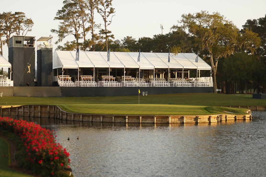 The iconic 17th green at TPC Sawgrass.