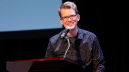 NEW YORK, NY - SEPTEMBER 25:  YouTube personality and author Hank Green speaks on stage as he discusses his new book "An Absolutely Remarkable Thing" at The Town Hall on September 25, 2018 in New York City.  (Photo by Monica Schipper/Getty Images)
