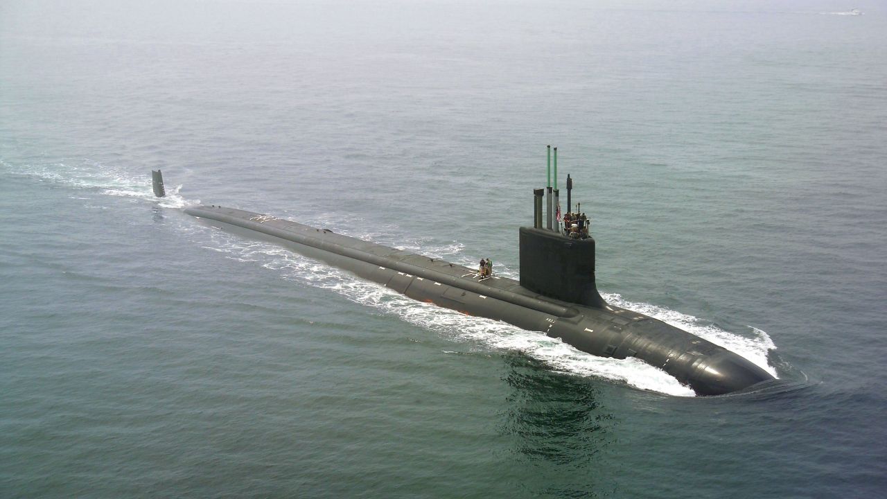 The nation's newest and most advanced nuclear-powered attack submarine and the lead ship of its class, PCU Virginia returns to the General Dynamics Electric Boat shipyard on July 30, 2004. 