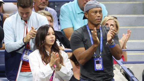 Woods and Herman pictured in Serena Williams' player's box during Day 3 of the 2022 US Open.