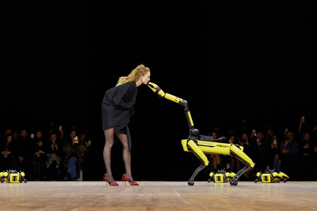 Coperni enlisted Boston Dynamic robot dogs at its Paris Fashion Week show. 