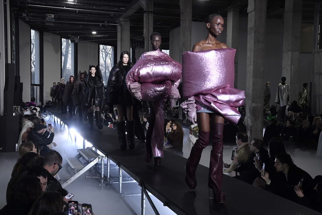 Inflated silhouettes featured at Rick Owens' latest show.