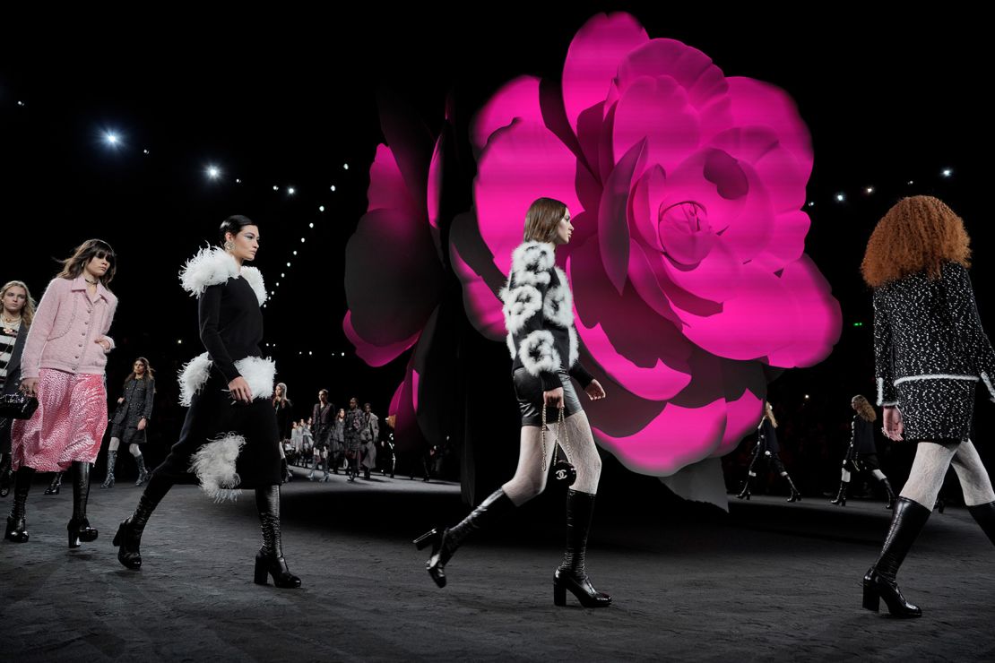 Chanel's show was centered around a giant camellia flower — a motif of the label.