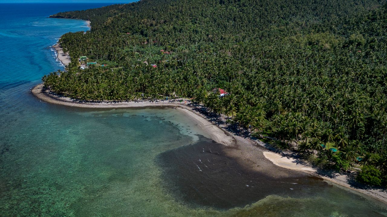 Oil coats the shoreline in Pola, Oriental Mindoro, Philippines on March 8, 2023. 