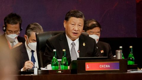 Chinese leader Xi Jinping attends a session during the G20 Summit in Nusa Dua on the Indonesian resort island of Bali on November 16, 2022.