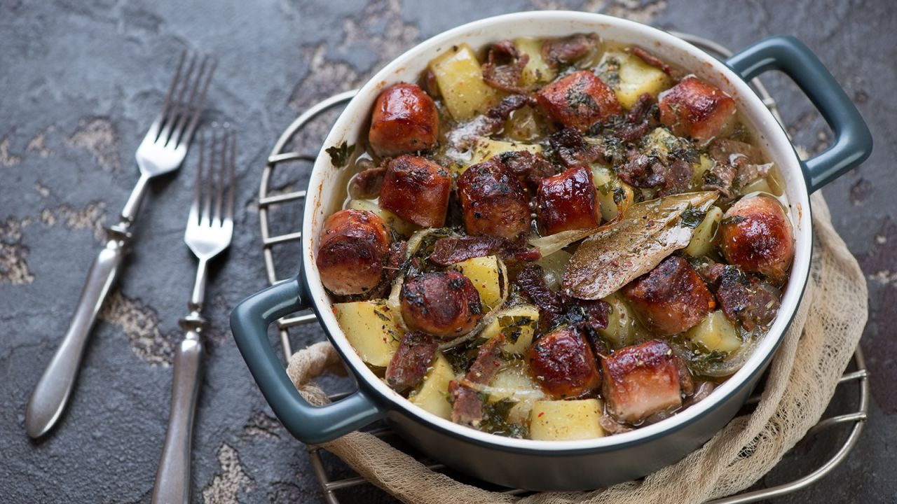 <strong>Coddle: </strong>A traditional Dublin dish that uses up leftovers, coddle is a stew of sausages, bacon, onion and potatoes. <br />
