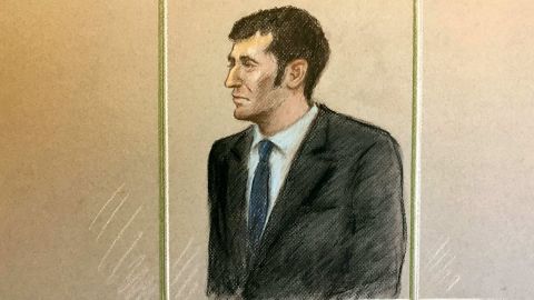An artist's impression of Carrick appearing in court earlier this year. During his sentencing Judge Cheema-Grubb told Carrick he had behaved as if he were