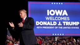 In this October 2021 photo, former President Donald Trump speaks to supporters during a rally at the Iowa State Fairgrounds in Des Moines, Iowa.