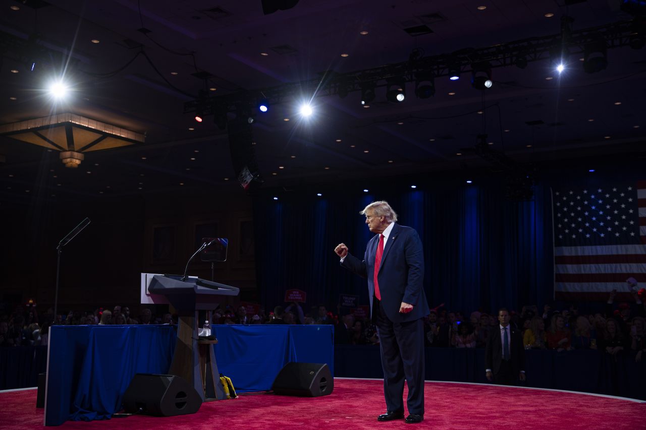 //www.cnn.com/2023/03/04/politics/trump-cpac-speech/index.html" target="_blank">speaking at the Conservative Political Action Conference</a> in National Harbor, Maryland, on Saturday, March 4. Trump, who is once again running for president, spoke for nearly two hours.