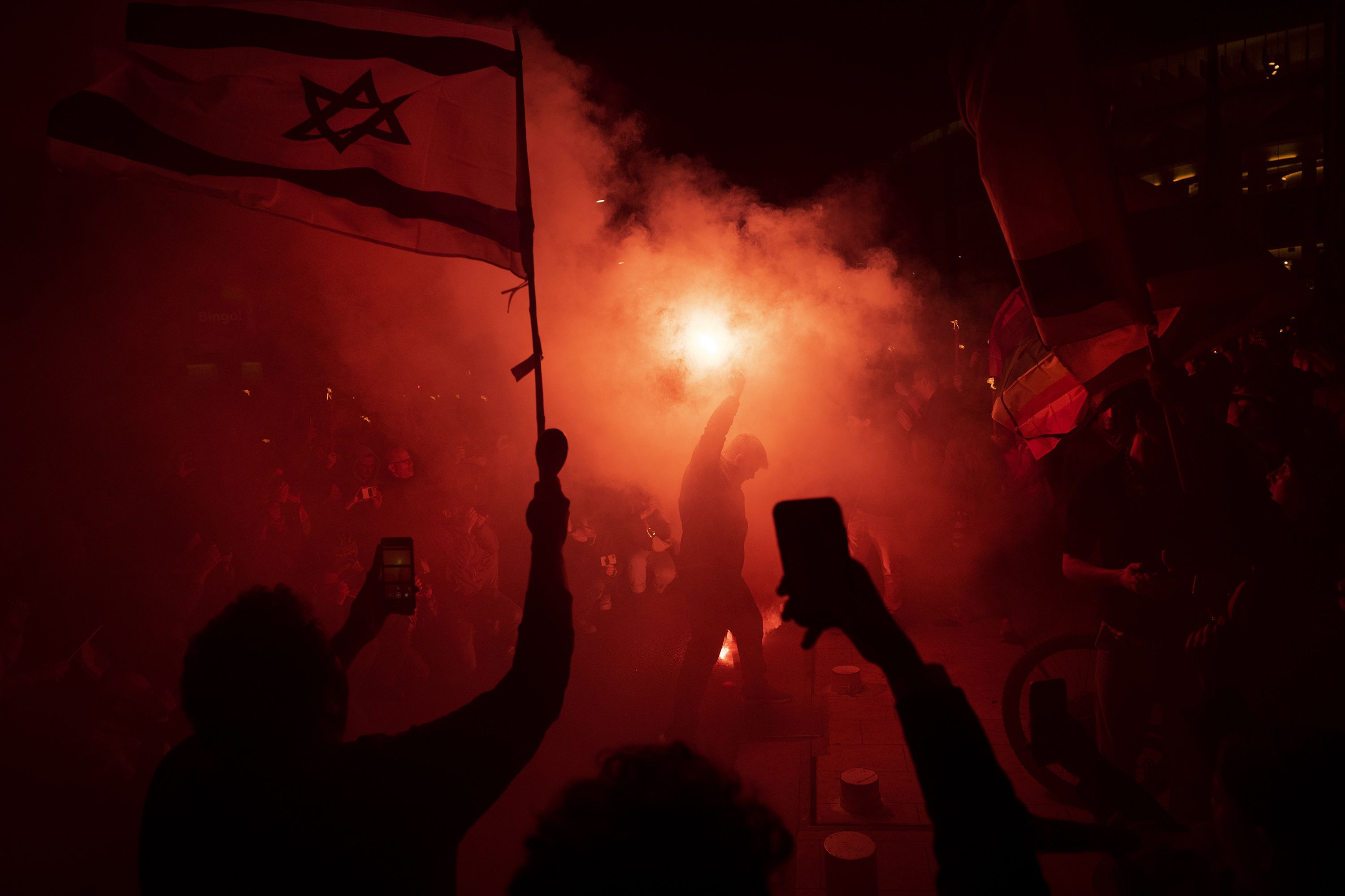 Israelis in Tel Aviv protest government plans to overhaul the nation's judicial system on Thursday, March 9.