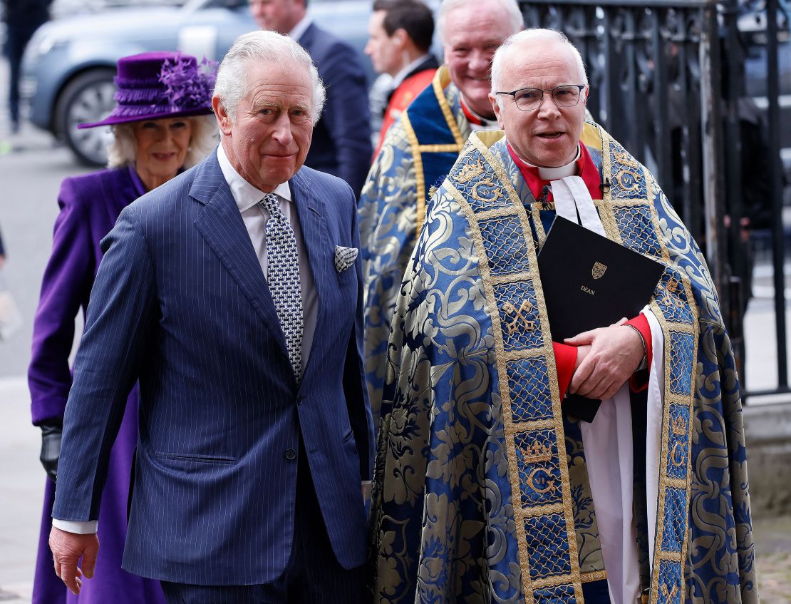 Charles and Camilla arrive at Westminster Abbey for last year's Commonwealth Day service ceremony. 