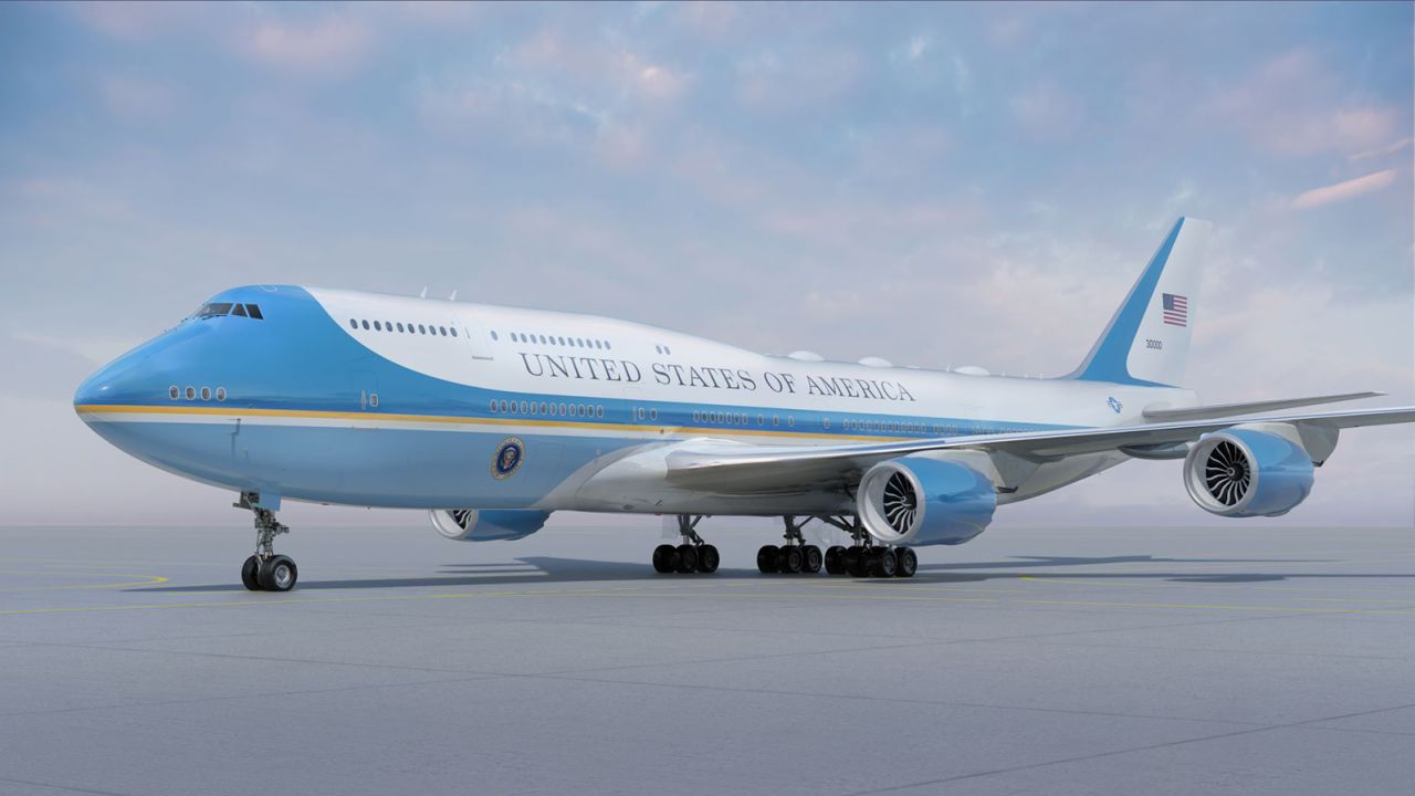 This rendering provided by the Department of the Air Force shows the new color scheme for Air Force One. 