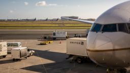 This January 2018 photo shows a United airplane fueling up at Daniel K. Inouye International Airport in Honolulu, Hawaii. 