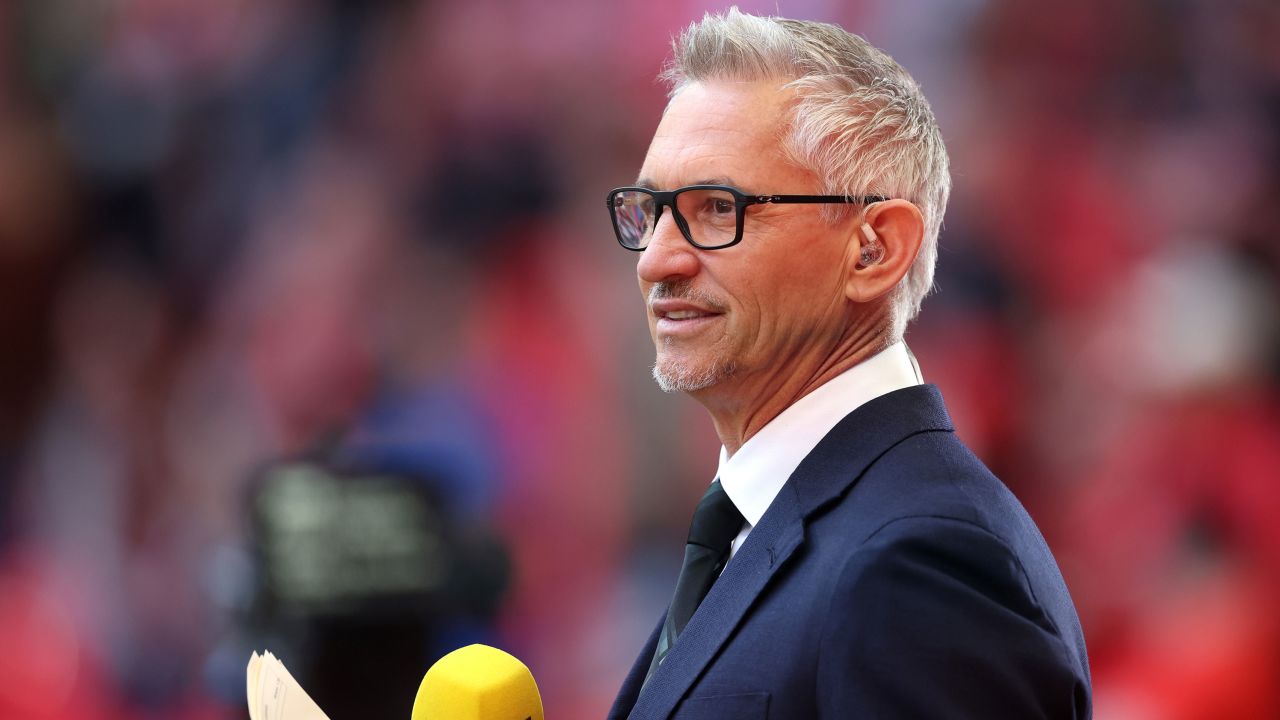Lineker attends last year's FA Cup semifinal between Manchester City and Liverpool.