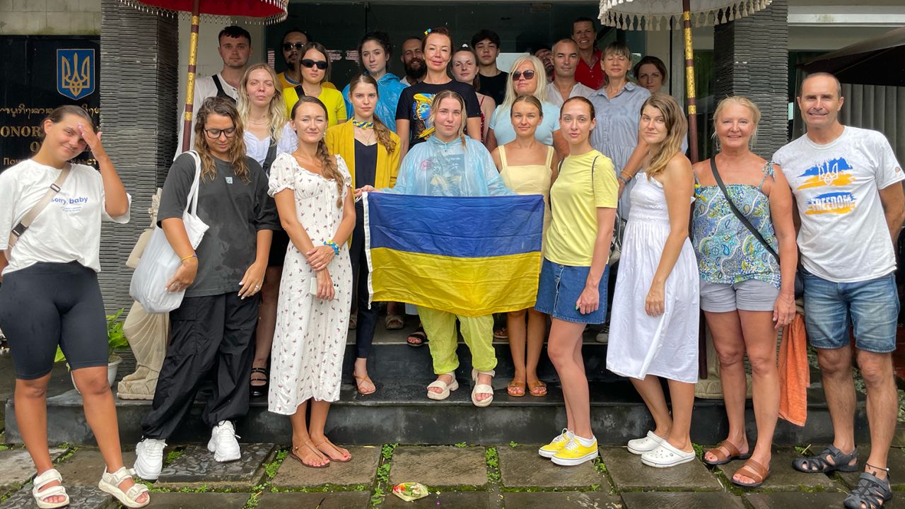 Ukrainian people at the opening of the consulate in Denpasar, Bali.