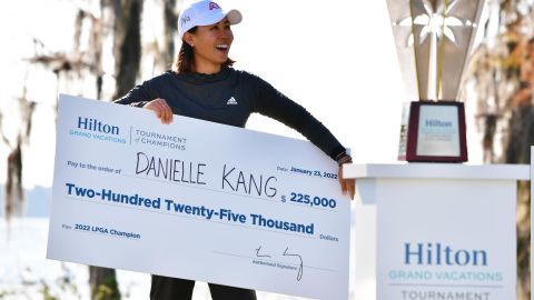 'I'm feeling great': Danielle Kang is looking forward after comeback from spinal tumor 4 Kang celebrates victory at the Hilton Grand Vacations Tournament of Champions in Orlando, Florida in January 2022.