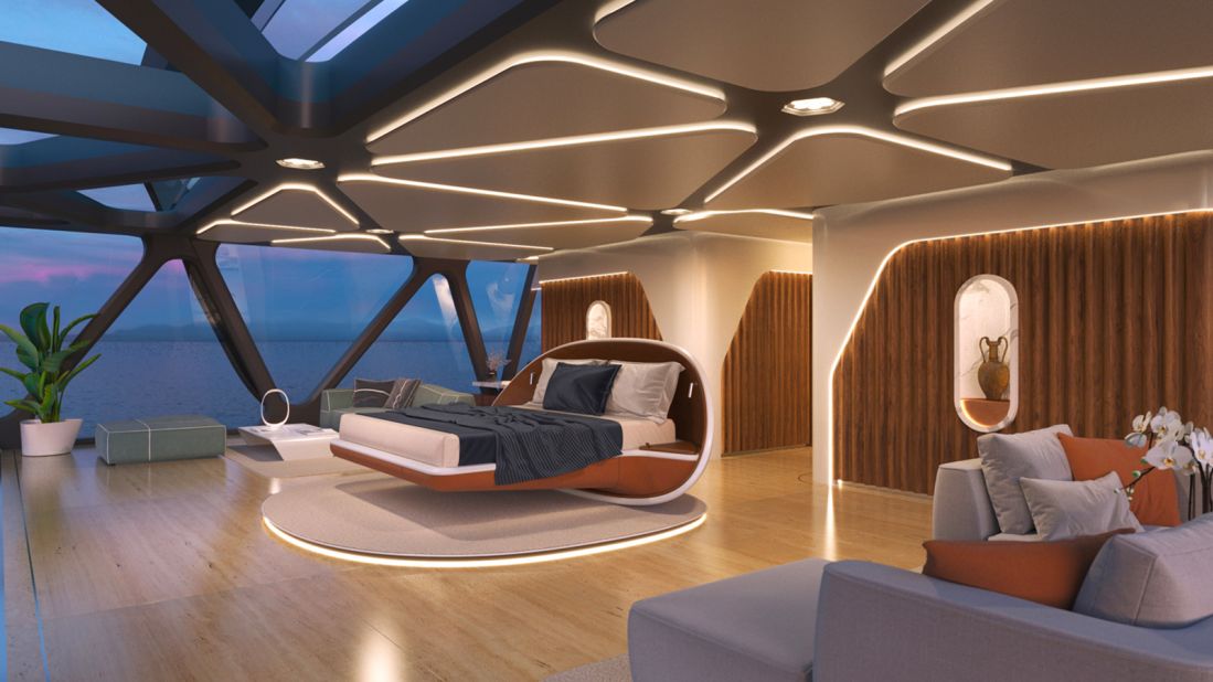 <strong>Stunning suites: </strong>Forakis estimates that the Pegasus will take around five to seven years to build if it's picked up. He hopes to be able to introduce the superyacht by 2030.