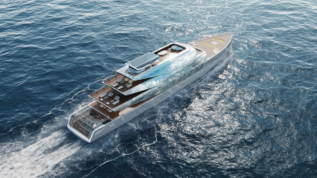 The superyacht concept is to feature "wings" with mirrored glass that reflect its surroundings.