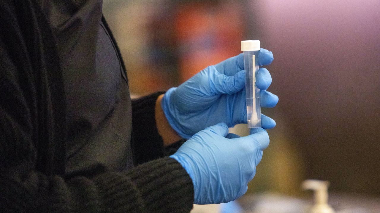 This is test swab at a CDC Covid-19 variant testing site inside Los Angeles International Airport on January 9, 2023. Concern about variants is one reason the CDC cited for having temporary testing rules in place for airline passengers coming from China. That order was lifted Friday.