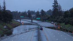 A portion of Interstate 580 is closed due to flooding from an atmospheric river storm system in Oakland, California, U.S. March 10, 2023. REUTERS/Nathan Frandino