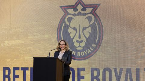 NWSL Commissioner Jessica Berman addresses the media about the Utah Royals FC professional women's soccer club returning to Utah on March 11, 2023.