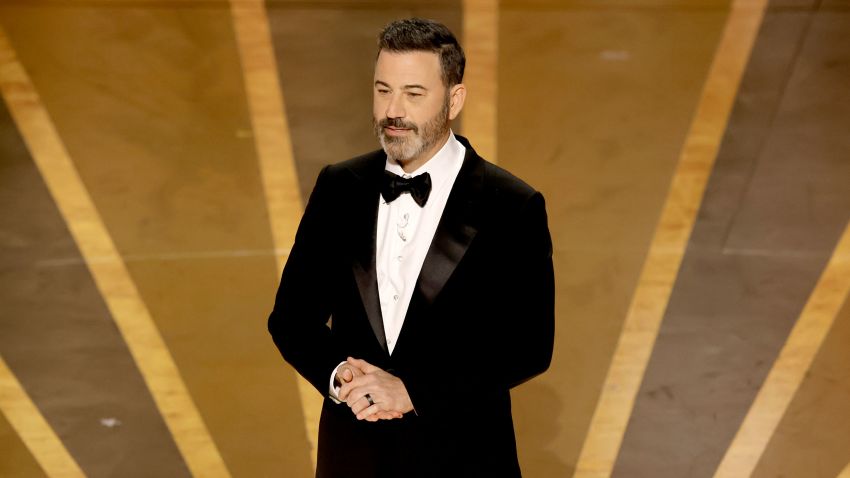 HOLLYWOOD, CALIFORNIA - MARCH 12:  Jimmy Kimmel speaks onstage during the 95th Annual Academy Awards at Dolby Theatre on March 12, 2023 in Hollywood, California. (Photo by Kevin Winter/Getty Images)