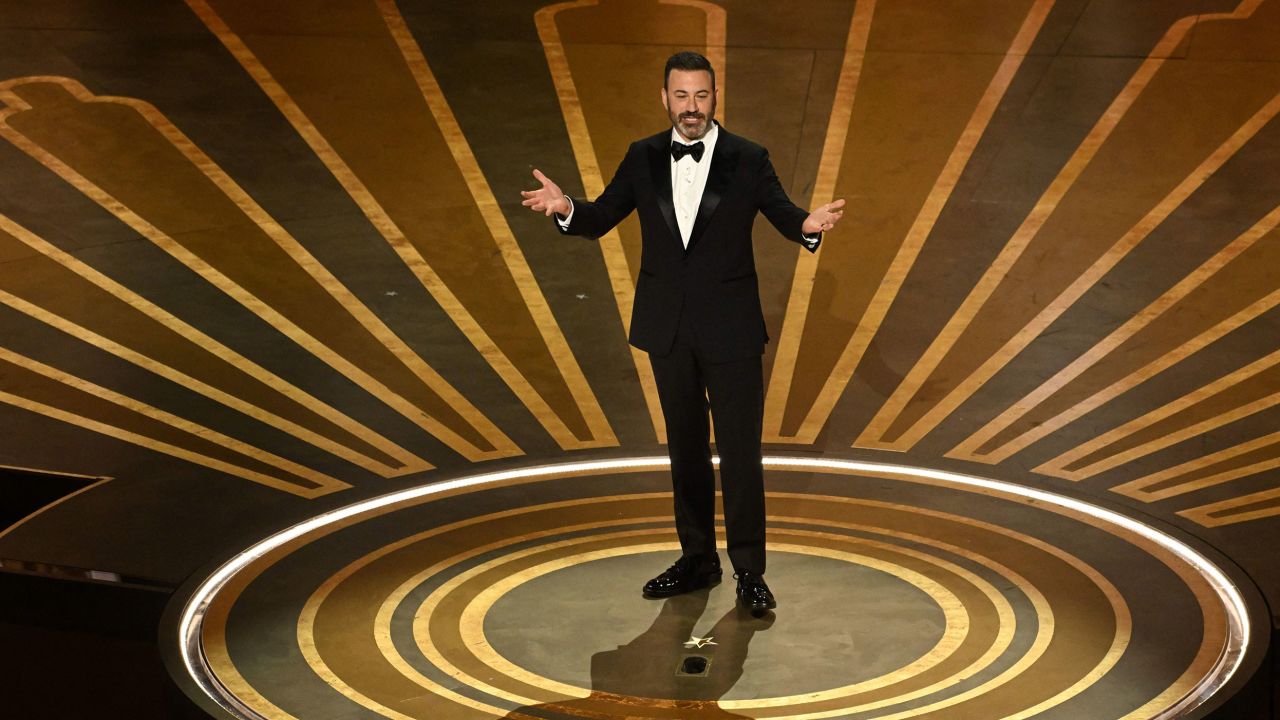 TV host Jimmy Kimmel speaks onstage during the 95th Annual Academy Awards at the Dolby Theatre in Hollywood, California on March 12, 2023. (Photo by Patrick T. Fallon / AFP) (Photo by PATRICK T. FALLON/AFP via Getty Images)