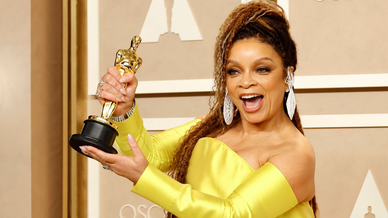 Ruth E. Carter, winner of the Best Costume Design award for "Black Panther: Wakanda Forever," poses in the press room during the 95th Annual Academy Awards on March 12, 2023 in Hollywood, California. 