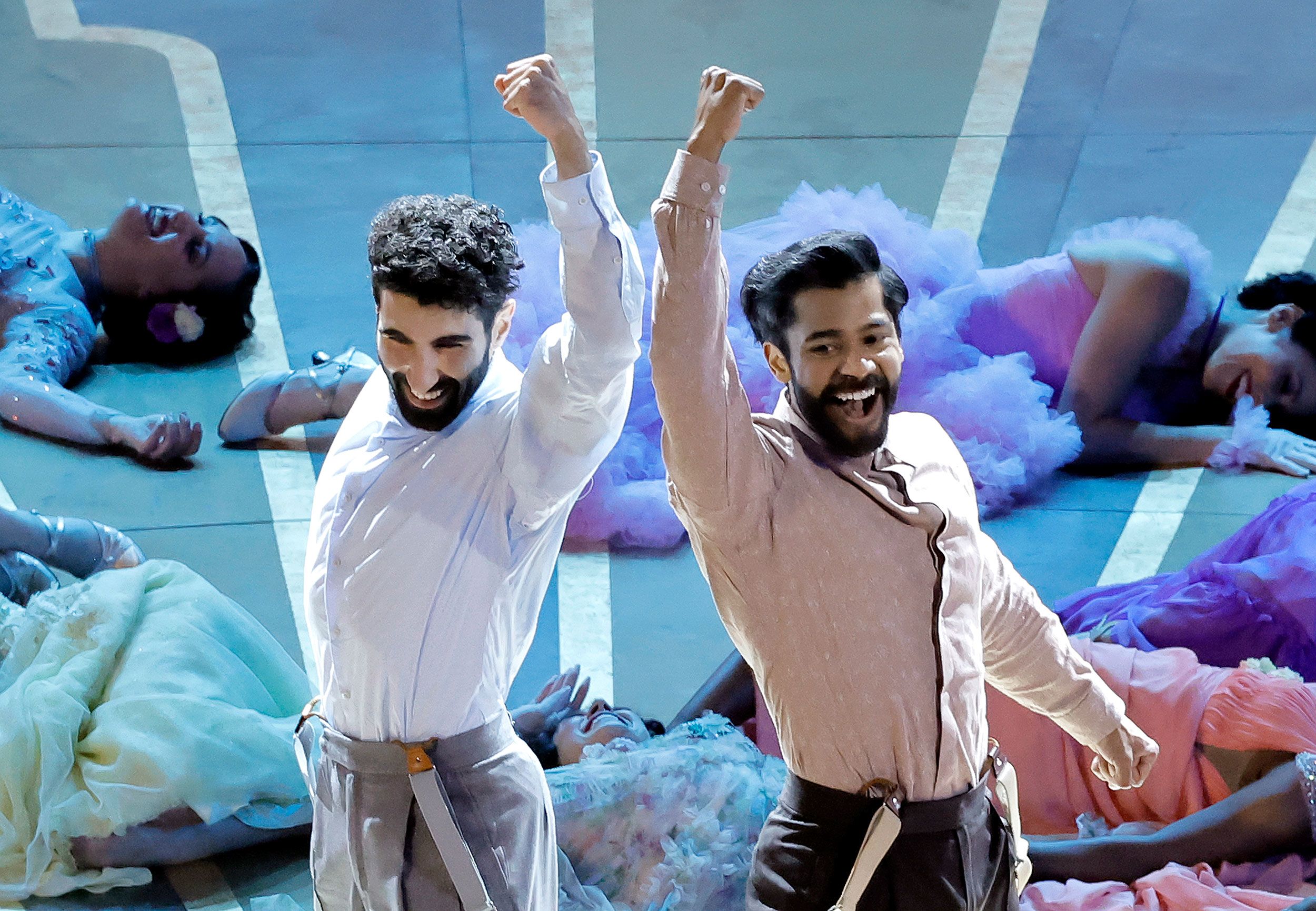 Dancers perform "Naatu Naatu" from the film "RRR."