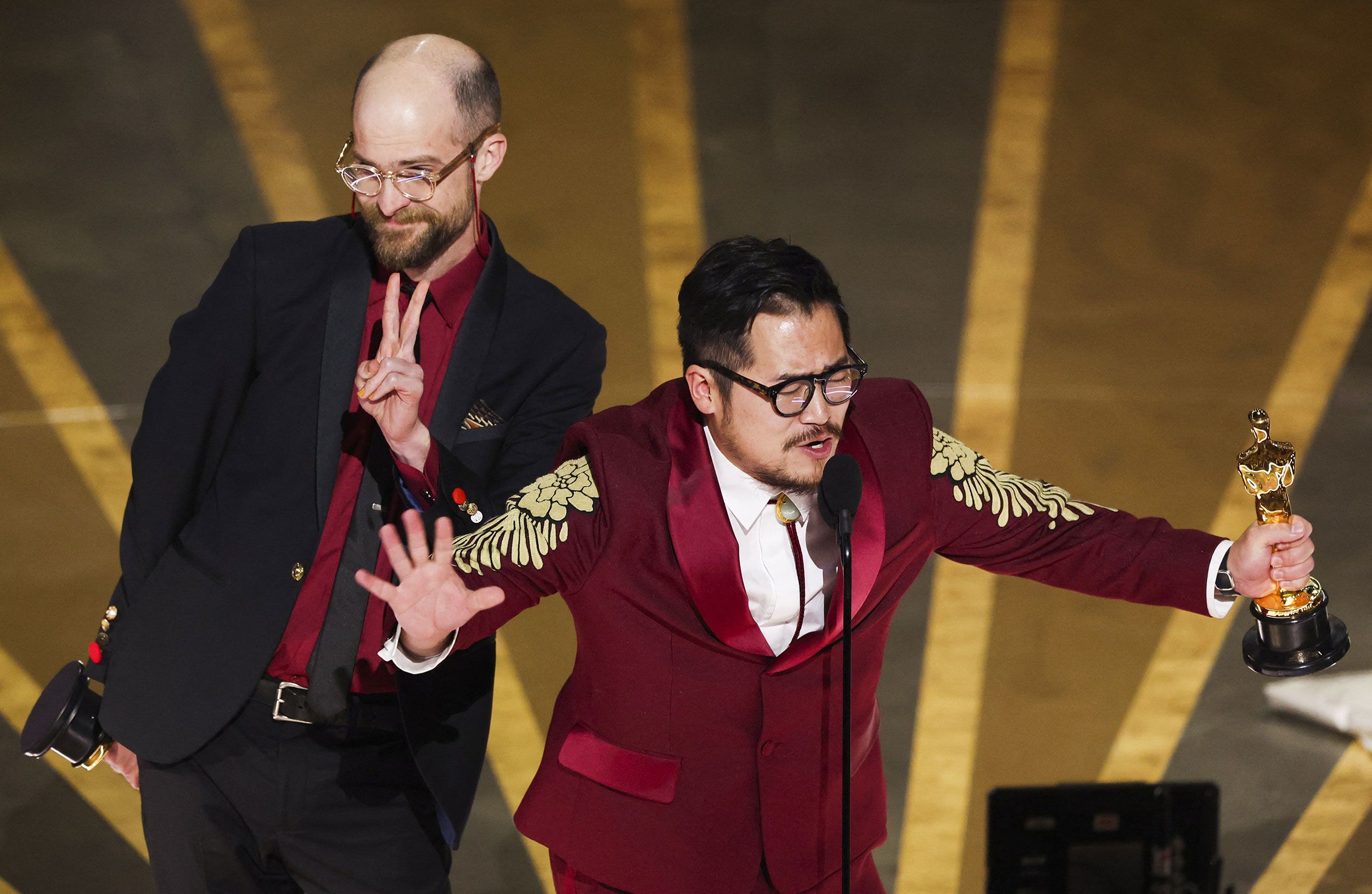 Scheinert, left, and Kwan also won the Oscar for best original screenplay.