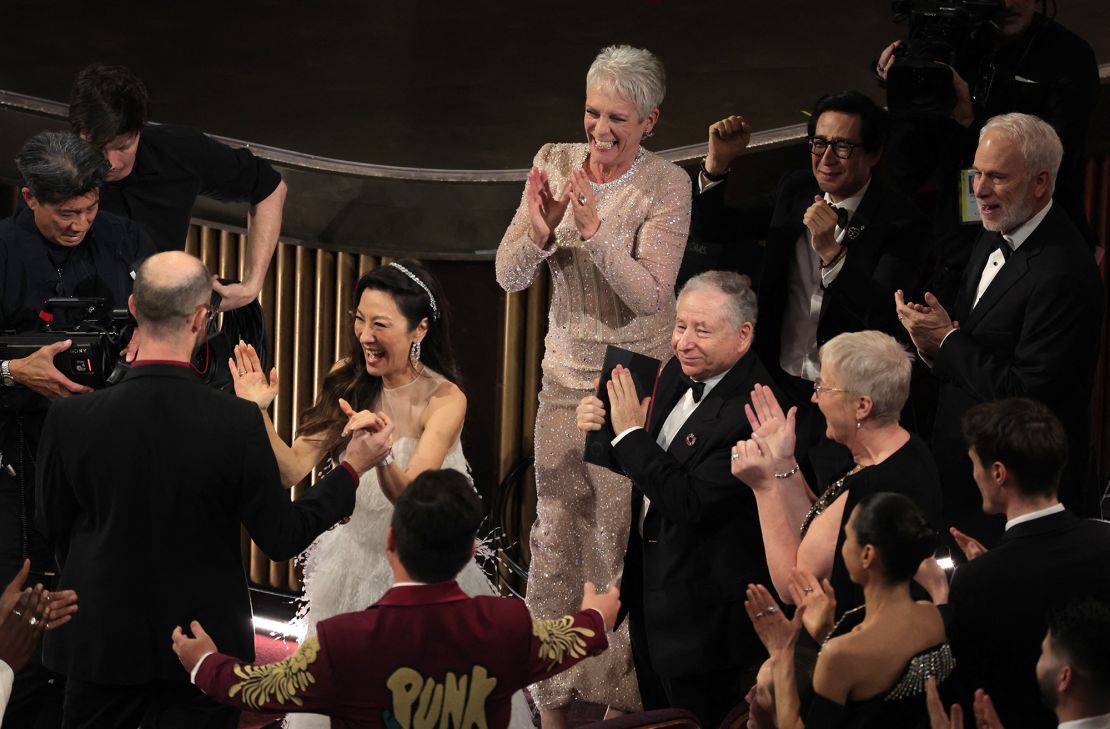 Daniel Kwan and Daniel Scheinert win the Oscar for Best Director for "Everything Everywhere All at Once" during the Oscars show at the 95th Academy Awards.