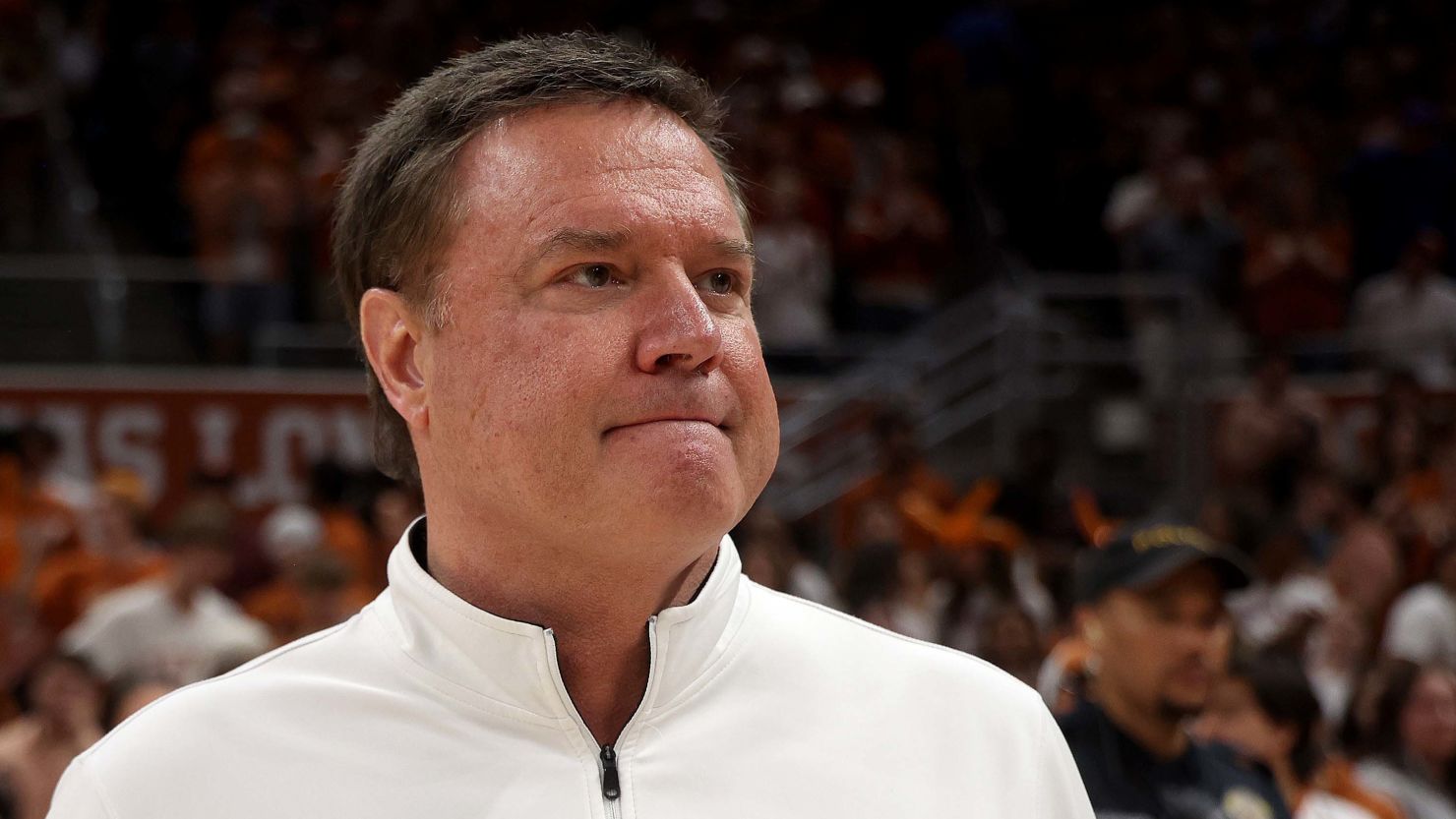 Kansas Jayhawks head coach Bill Self stands on the court after losing to Texas on March 4, 2023.