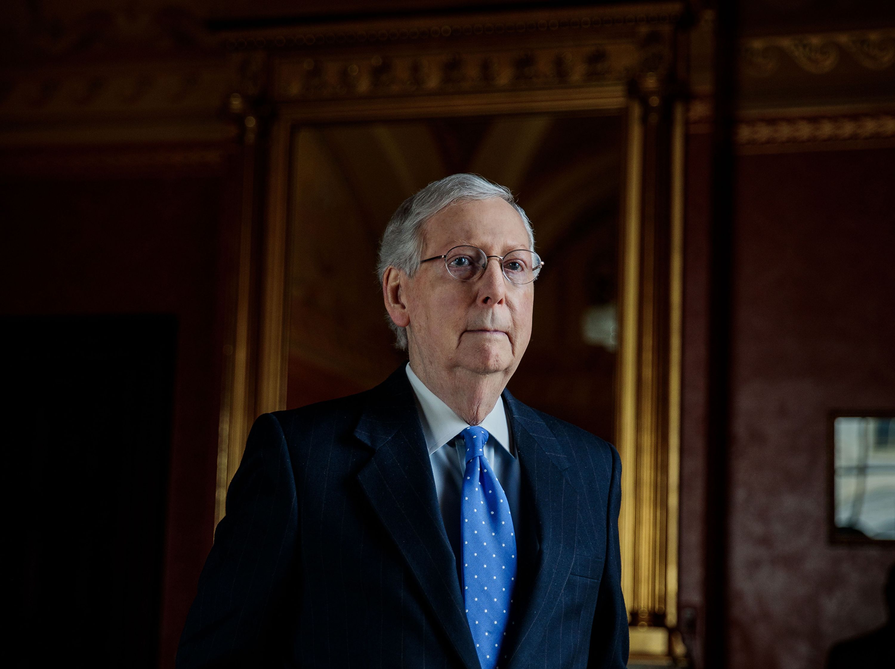US Sen. Mitch McConnell is photographed at the US Capitol in 2018.