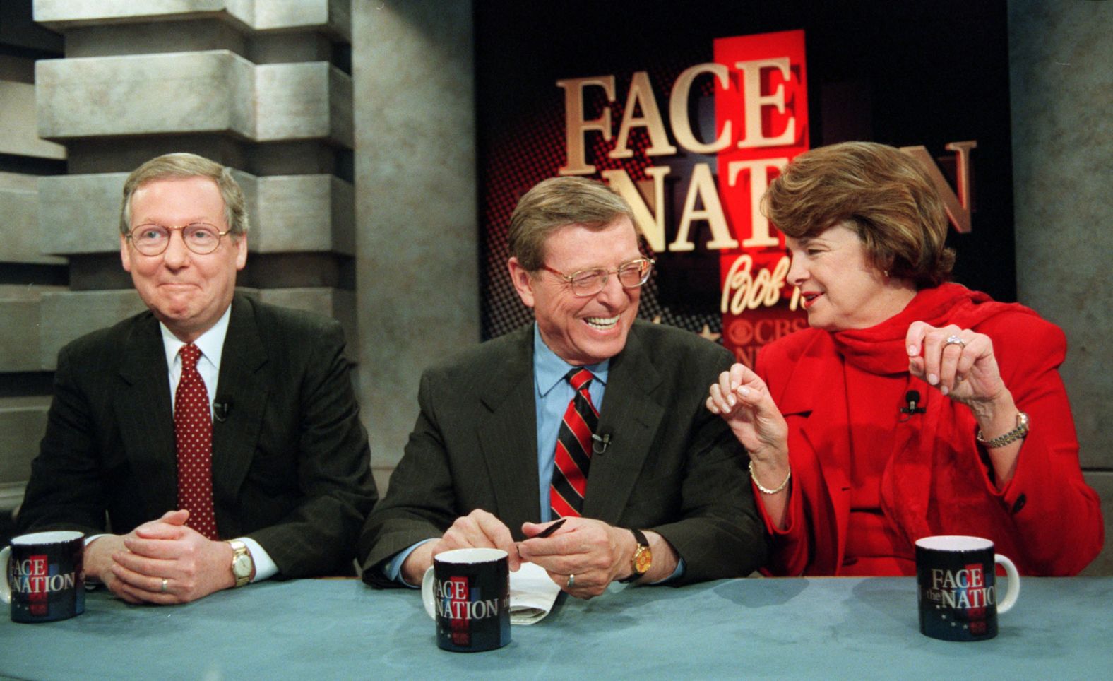 From left, McConnell and fellow Sens. Pete Domenici and Dianne Feinstein appear on CBS' "Face the Nation" in January 1999.