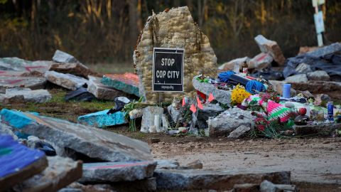 A makeshift memorial to Terán is seen on February 6, 2023.