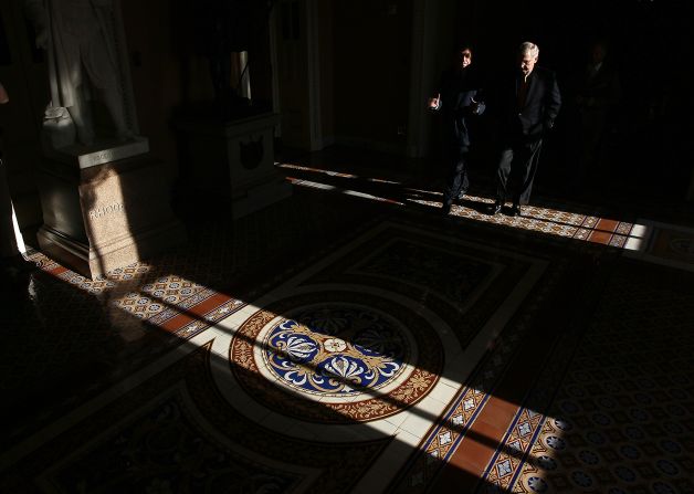 McConnell and Sen. Roy Blount walk to a Senate vote in April 2012.