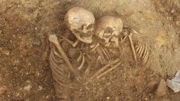 These two skeletons buried together were among the 62 bodies discovered in the previously unknown cemetery. 