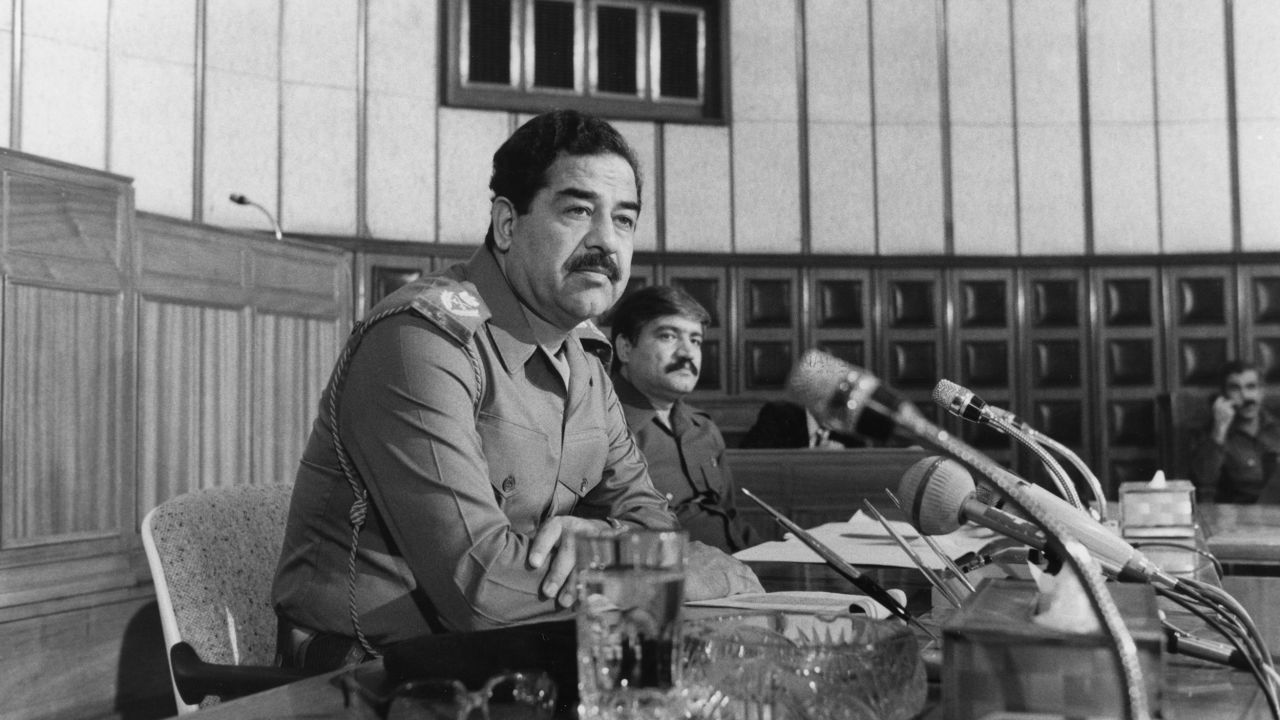 Saddam, here in the Iraqi capital in 1983, projected a tough guy image throughout his career.