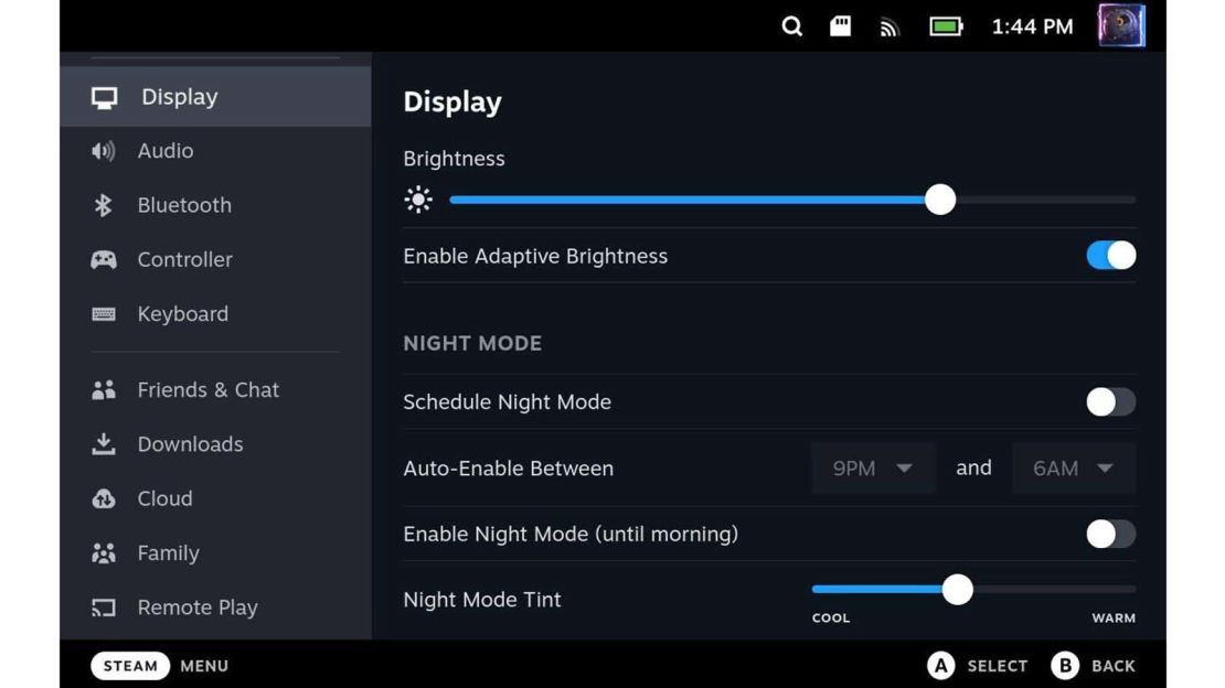 Steam Deck Display Settings