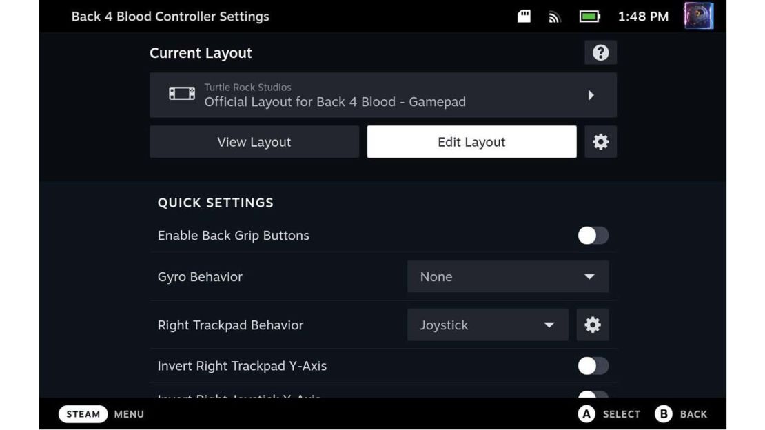 Steam Deck Controller Settings